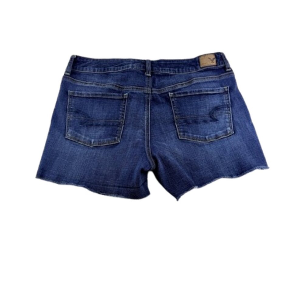 American Eagle Shortie Jean Shorts Size 14 Short – Raw Hem Mid Rise - Picture 2 of 10